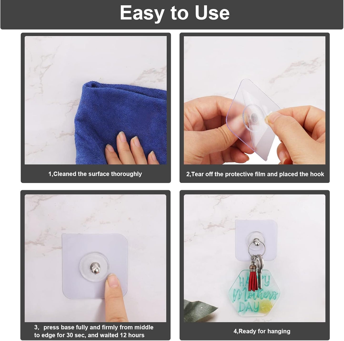 Self Adhesive Wall Screws Self Adhesive Hanging Nails Adhesive Screws Wall Mount Hooks - pack of 4