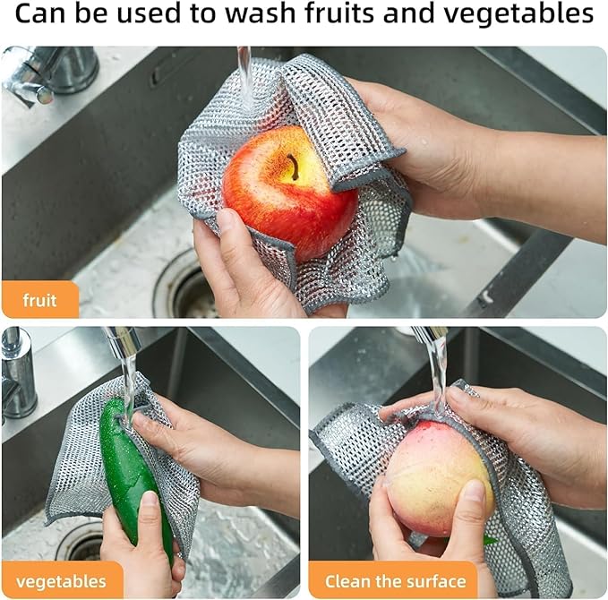 Dish washing Cleaning cloth | Metal Wire Dish washing Rugs for Kitchen Dishes - Pack of 1